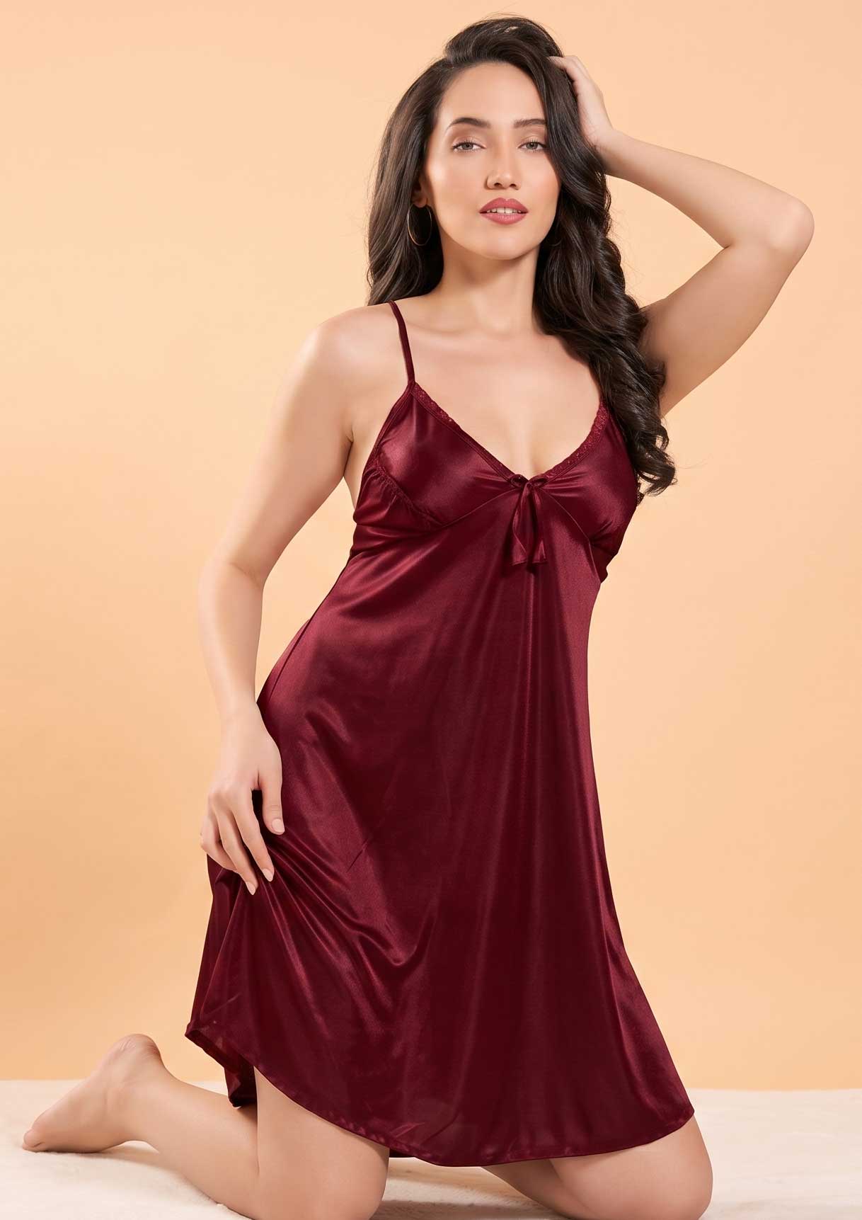 Buy Online LOVEBIRD Nighty A21 Silky Satin With Nodded Set | Lovebird