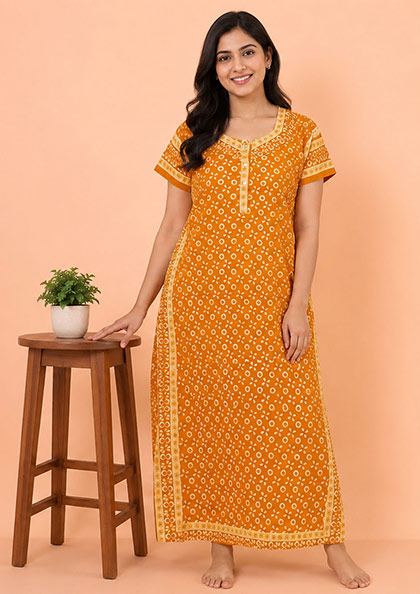 Buy Online LOVEBIRD Batik-11 Cotton Blend Nighty | Lovebird