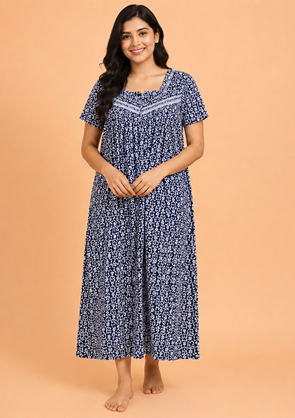 Buy Online LOVEBIRD Batik-17 Cotton Blend Nighty | Lovebird