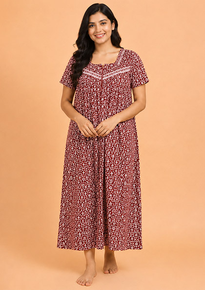 Buy Online LOVEBIRD Batik-17 Cotton Blend Nighty | Lovebird