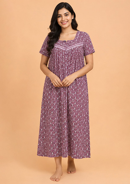Buy Online LOVEBIRD Batik-17 Cotton Blend Nighty | Lovebird
