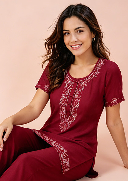 NS8885 LONG KURTI NIGHT SUIT