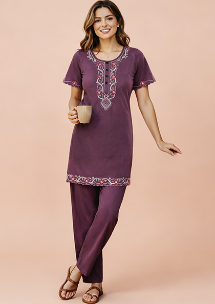 Buy Online LOVEBIRD Ns8885 Long Kurti Night Suit | Lovebird
