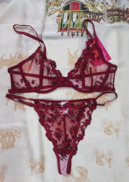 THS2605 BRA PANTY THONG SET FANCY bra 5 star review image