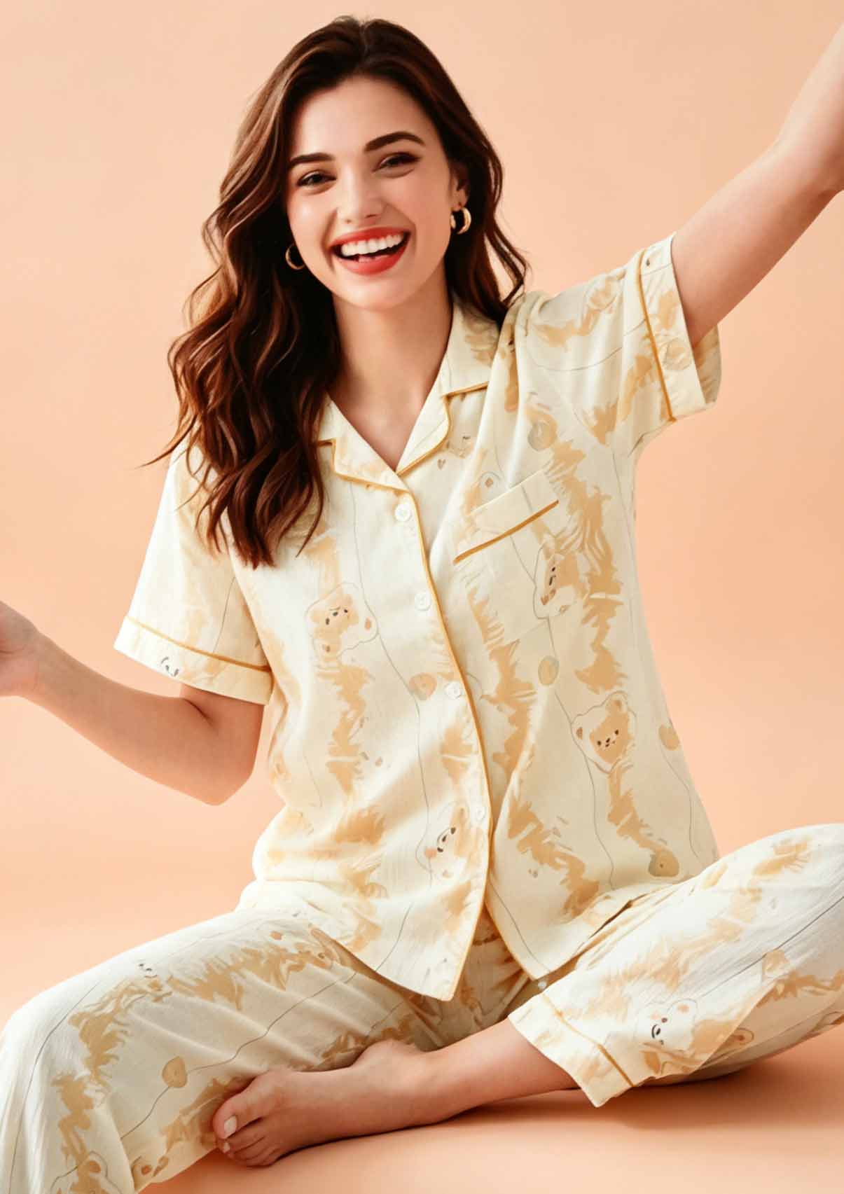 NS8889 CRUSH COTTON NIGHT SUIT