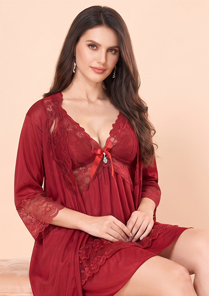 Buy Online LOVEBIRD C275 Short Nighty Short Gown Malai Modal | Lovebird
