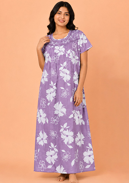 Buy Online LOVEBIRD Bombay-19 Cotton Blend Nighty | Lovebird