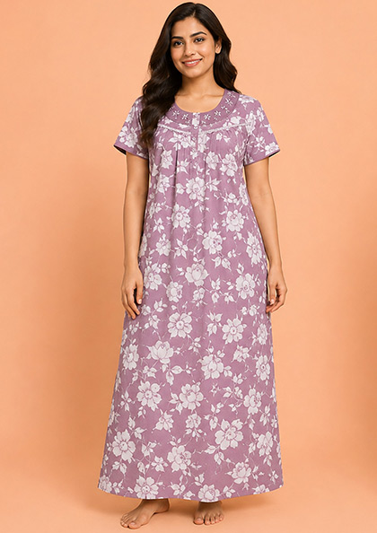 Buy Online LOVEBIRD Bombay-22 Cotton Blend Nighty | Lovebird