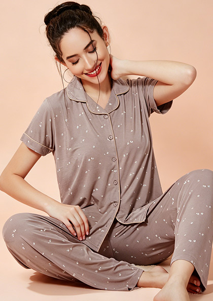 Buy Online LOVEBIRD Ns9908 Viscose Modal Front Open Night Suit | Lovebird