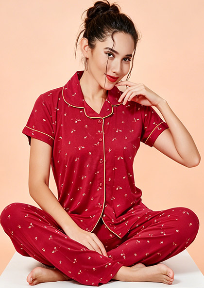 Buy Online LOVEBIRD Ns9908 Viscose Modal Front Open Night Suit | Lovebird