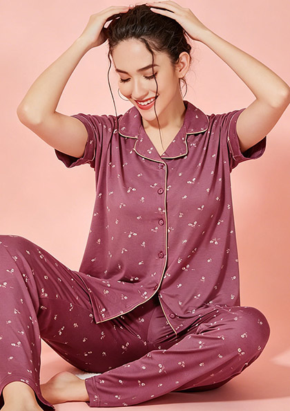 Buy Online LOVEBIRD Ns9908 Viscose Modal Front Open Night Suit | Lovebird