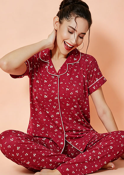 NS9909 VISCOSE MODAL FRONT OPEN NIGHT SUIT