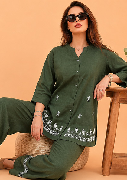 CO-ORD SET 6673 LINEN COTTON NIGHT SUIT