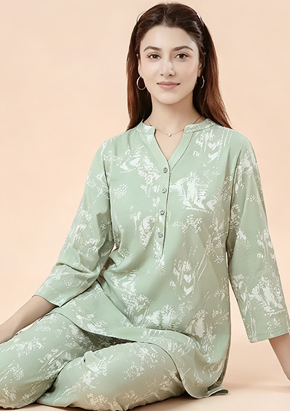 Buy Online LOVEBIRD Ns9911 Semi Long Kurta Night Suit | Lovebird