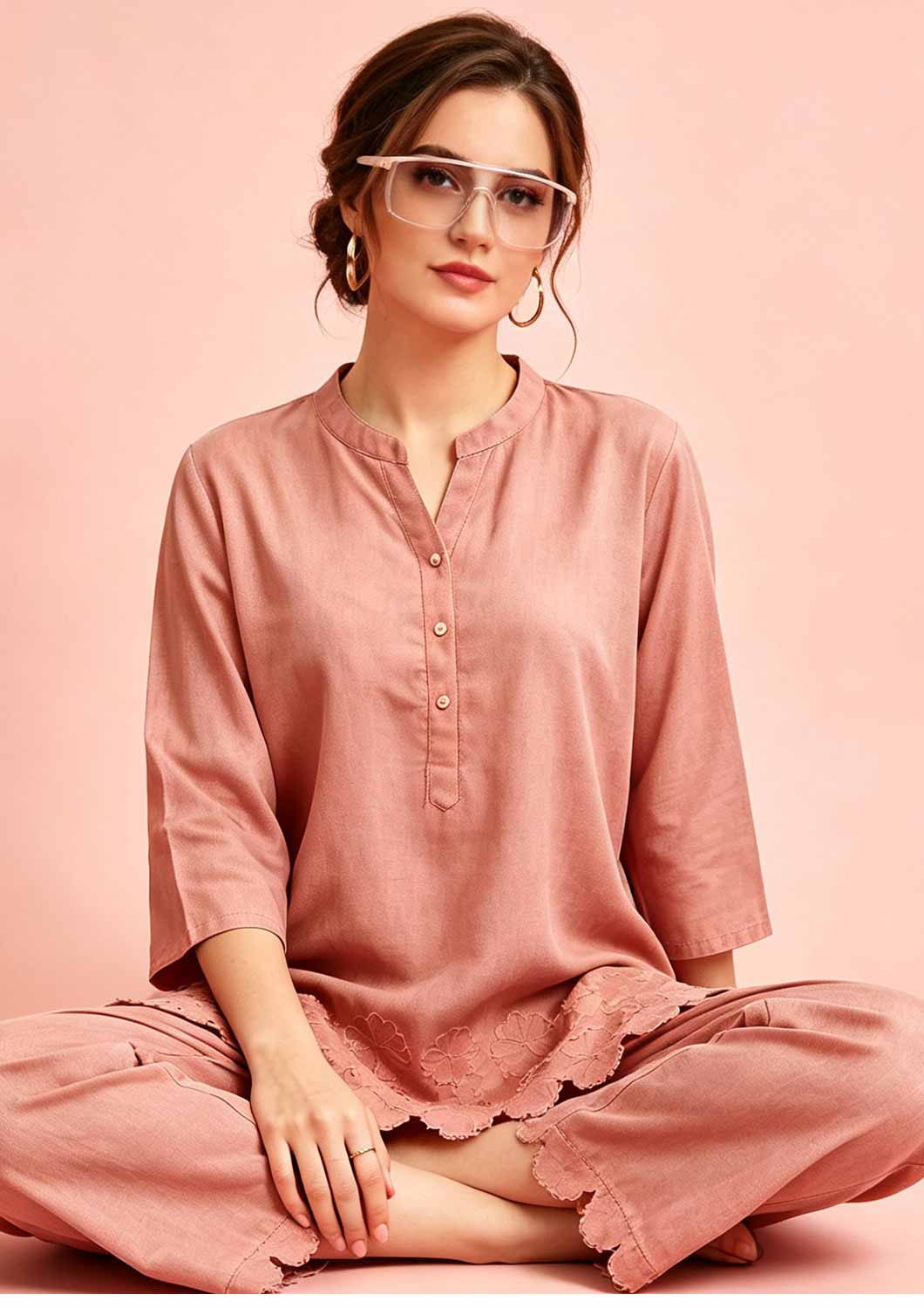 CO-ORD SET 6674 LINEN DENIM COTTON NIGHT SUIT