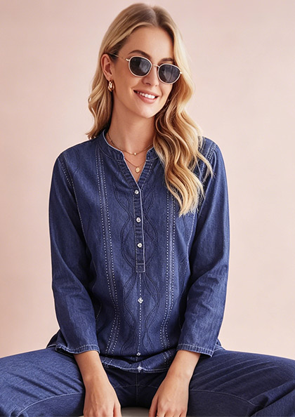 Buy Online LOVEBIRD Co-ord Set 6675 Linen Denim Cotton Night Suit | Lovebird