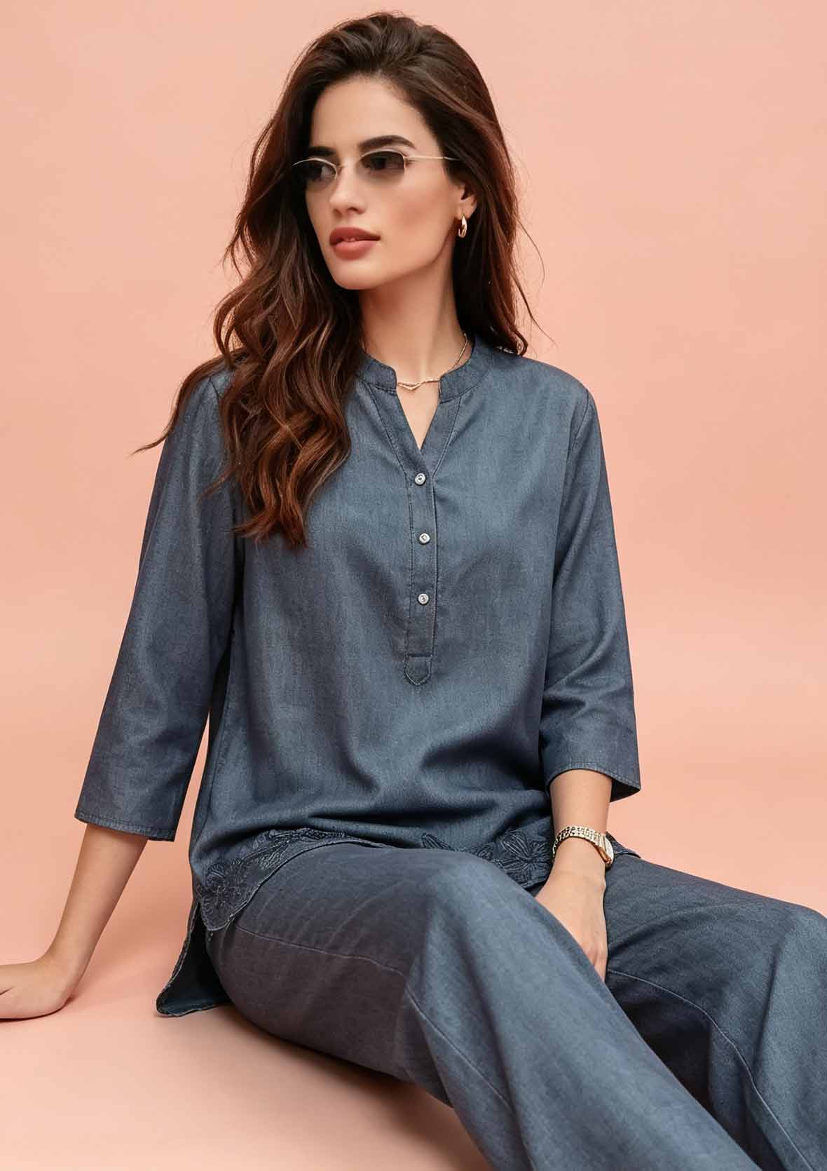 CO-ORD SET 6676 LINEN DENIM COTTON NIGHT SUIT