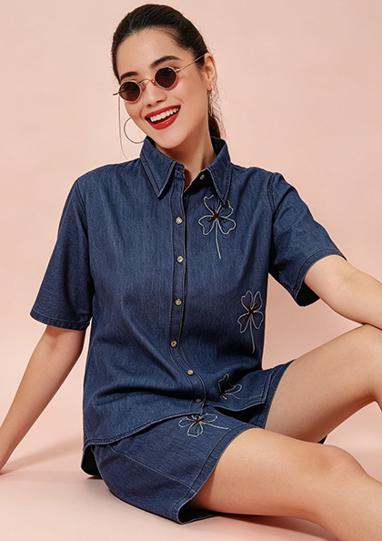 CO-ORD SET 6677 LINEN DENIM COTTON NIGHT SUIT