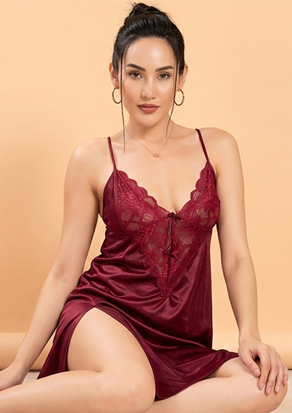 Buy Online LOVEBIRD Nighty A47 Satin Silk Baby Doll | Lovebird