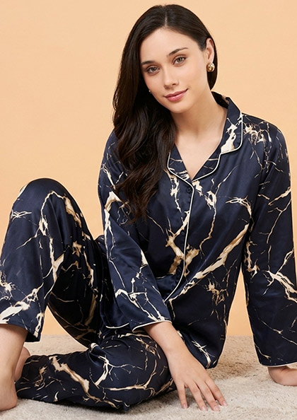 Buy Online LOVEBIRD Ns6644 Satin Print Night Suit | Lovebird
