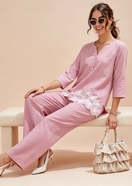 Buy Online LOVEBIRD Co-ord Set 6679 Linen Cotton Night Suit | Lovebird