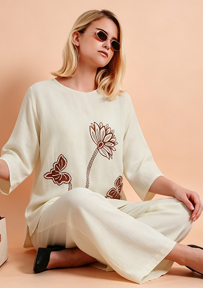 CO-ORD SET 6681 LINEN COTTON NIGHT SUIT