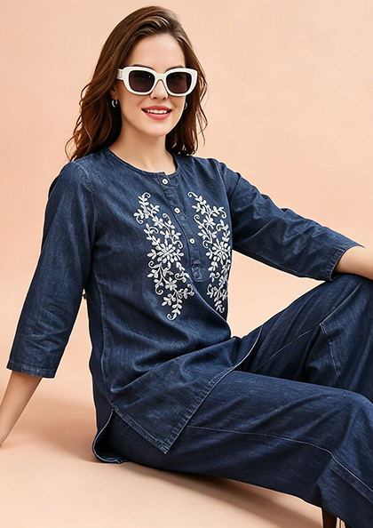 CO-ORD SET 6682 LINEN DENIM COTTON NIGHT SUIT