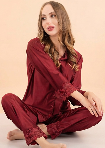 Buy Online LOVEBIRD Ns9934 Mulbery Silk Front Open Night Suit | Lovebird