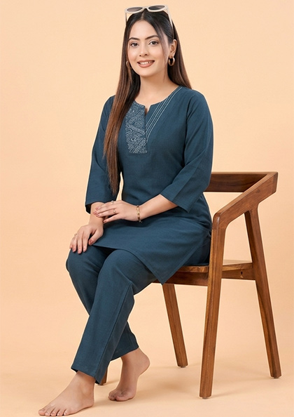 Buy Online LOVEBIRD Ns9939 Cotton Long Kurti Night Suit | Lovebird