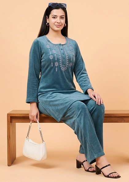 Buy Online LOVEBIRD Velv8801 Velvet Night Suit | Lovebird