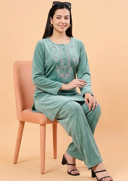 Buy Online LOVEBIRD Velv8801 Velvet Night Suit | Lovebird