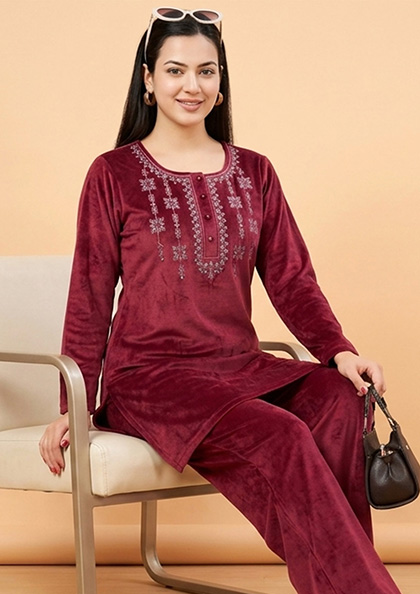 Buy Online LOVEBIRD Velv8801 Velvet Night Suit | Lovebird