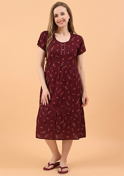 Buy Online LOVEBIRD 9713 Midi Rayon Nighty | Lovebird