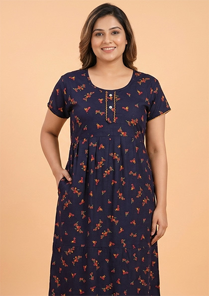 Buy Online LOVEBIRD 9713 Midi Rayon Nighty | Lovebird