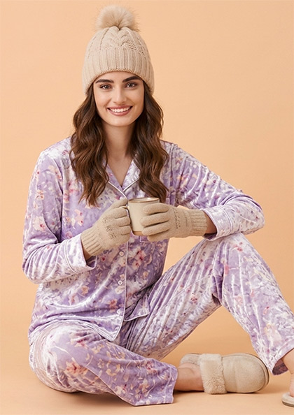 Buy Online LOVEBIRD Velv8807 Velvet Winter Night Suit | Lovebird