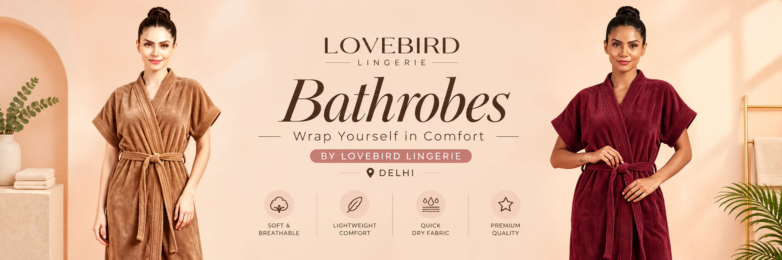 Explore premium bath robes for banner lovebird