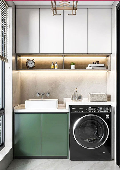 Buy Online SPC Aluminium Honeycomb Washing Area Wardrobe Customization