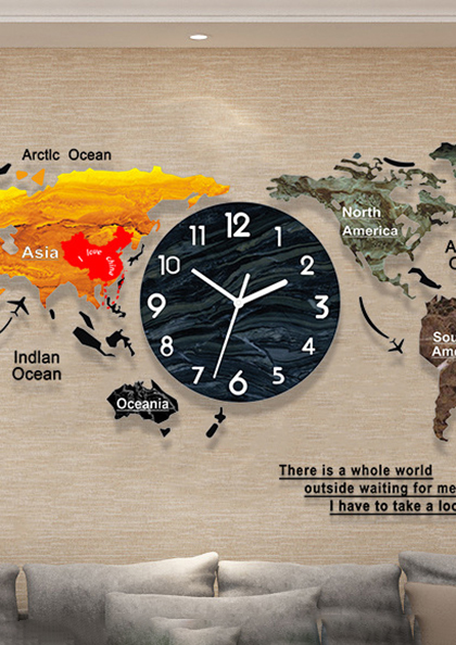 Buy Online Wall Clock3 Mounted Silent Clock World Map