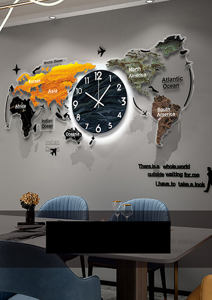 Buy Online Wall Clock3 Mounted Silent Clock World Map