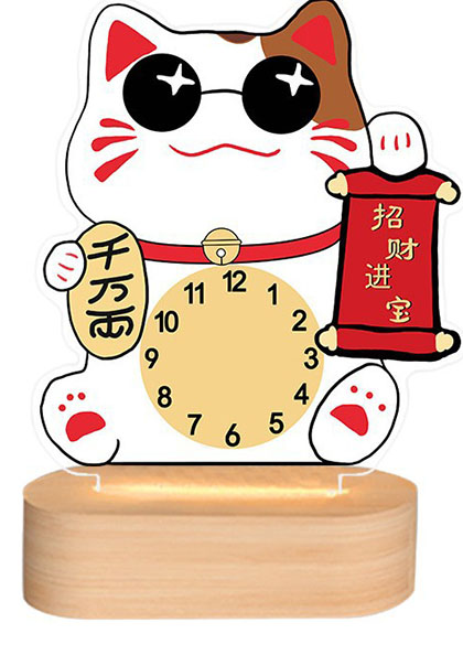 Buy Online Wall Clock Lucky Japaneese Cat Clock 20x23cm