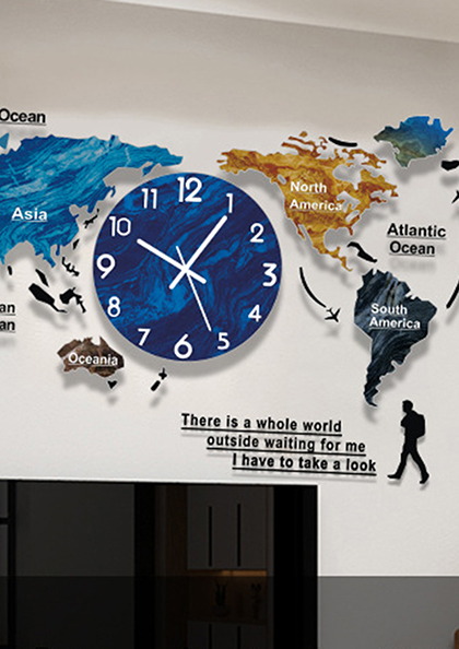 Buy Online Wall Clock16 Art World Map Clock