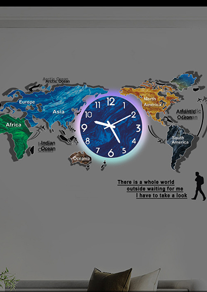 Buy Online Wall Clock16 Art World Map Clock