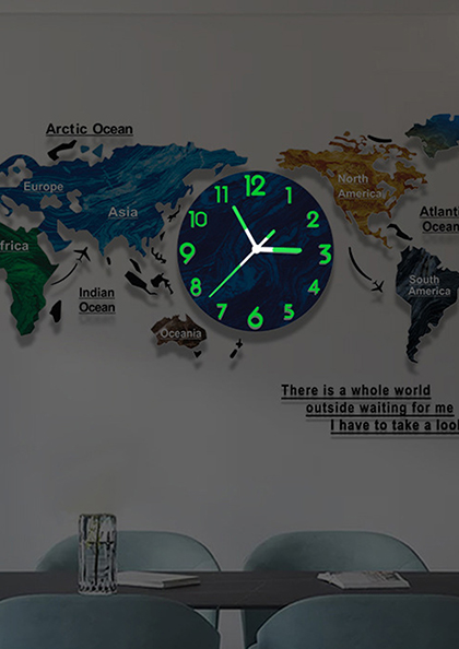 Buy Online Wall Clock16 Art World Map Clock