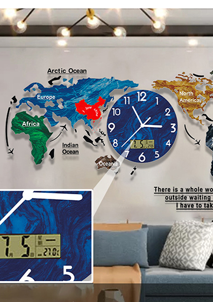 Buy Online Wall Clock16 Art World Map Clock