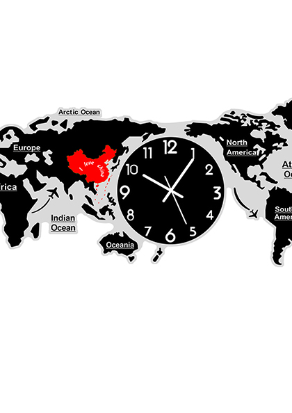 Buy Online Wall Clock24 world Map Cross Border Clock