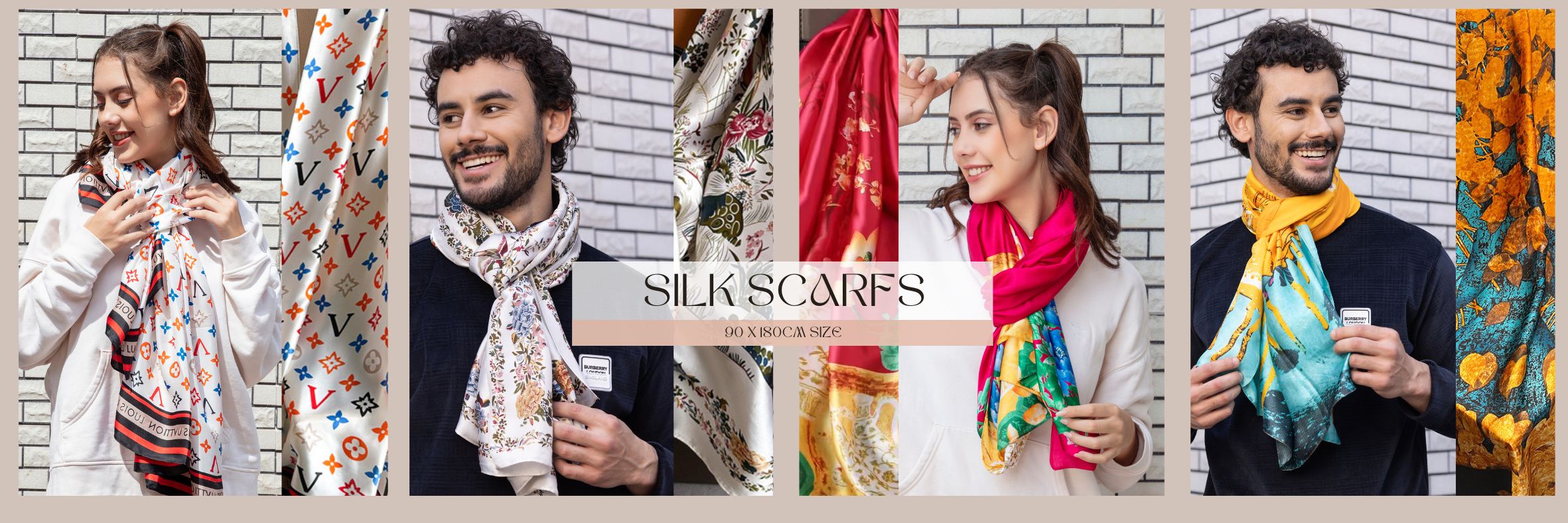 Printed 100% Pure Silk Scarves banner lovebird