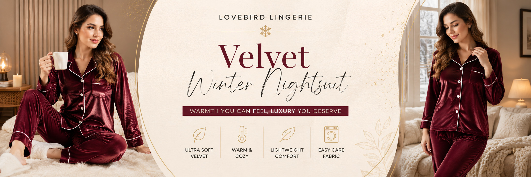 Stay warm in premium velvet wi banner lovebird